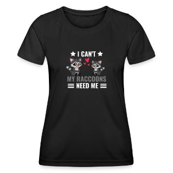 Ich kann nicht Tierliebhaber Geschenk Waschbär - Frauen Funktions-T-Shirt - Schwarz - Vorne - AI Model Female 172 light (172cm)