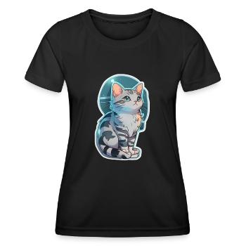 Cute little cat - Women's Functional T-Shirt - black - Front - AI Model Female 172 light (172cm)