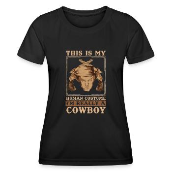 Cowboy Hut Pistole Texas Geschenk Lustiges Cowboy - Frauen Funktions-T-Shirt - Schwarz - Vorne - AI Model Female 172 light (172cm)