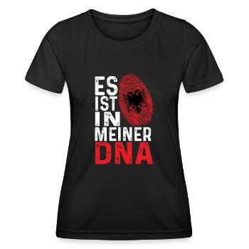 Albanische Flagge Albanischer Adler Shqiponja - Frauen Funktions-T-Shirt - Schwarz - Vorne - AI Model Female 172 light (172cm)