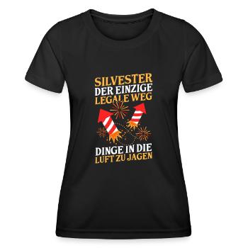Neujahr Feuerwerk Silvester - Frauen Funktions-T-Shirt - Schwarz - Vorne - AI Model Female 172 light (172cm)