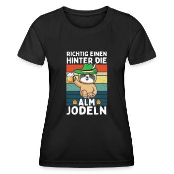 Faultier Einen Hinter Die Alm Jodeln - Frauen Funktions-T-Shirt - Schwarz - Vorne - AI Model Female 172 light (172cm)