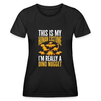 Dino Nuggets Dinosaurier Chicken Nuggets - Frauen Funktions-T-Shirt - Schwarz - Vorne - AI Model Female 172 light (172cm)