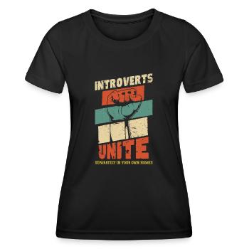 Les introvertis s’unissent séparément dans leurs propres maisons - T-shirt sport Femme - noir - Devant - AI Model Female 172 light (172cm)