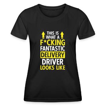 Lieferant Paket Lieferung - Frauen Funktions-T-Shirt - Schwarz - Vorne - AI Model Female 172 light (172cm)