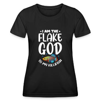 I am the flake god to my killifish Design - Women's Functional T-Shirt - black - Front - AI Model Female 172 light (172cm)