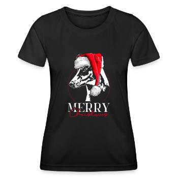 Santa KURZHAARCOLLIE Merry Christmas Hund Wilsigns - Frauen Funktions-T-Shirt - Schwarz - Vorne - AI Model Female 172 light (172cm)