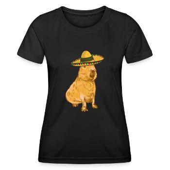 Capybara mexicain - T-shirt sport Femme - noir - Devant - AI Model Female 172 light (172cm)