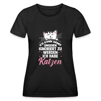 Katze Miezekatze Katzenliebhaber Katzenbesitzer Ka - Frauen Funktions-T-Shirt - Schwarz - Vorne - AI Model Female 172 light (172cm)