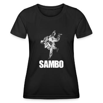 Sambo Arts Martiaux Russie URSS Costume de sport - T-shirt sport Femme - noir - Devant - AI Model Female 172 light (172cm)
