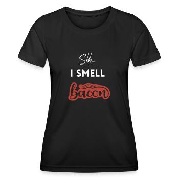 Chut, je sens le bacon - T-shirt sport Femme - noir - Devant - AI Model Female 172 light (172cm)