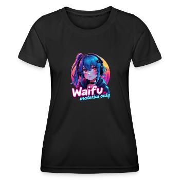 WAIFU MATERIAL ONLY - VAPORWAVE GAMERGIRL - Frauen Funktions-T-Shirt - Schwarz - Vorne - AI Model Female 172 light (172cm)