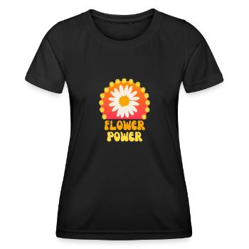 Flower Power Pâquerette Géante 60 s 70 s - T-shirt sport Femme - noir - Devant - AI Model Female 172 light (172cm)