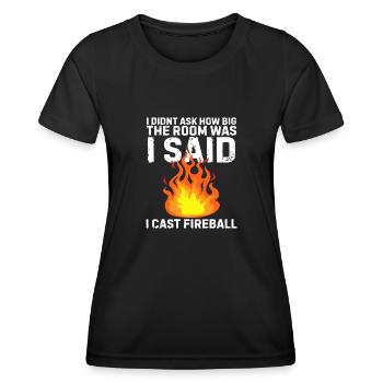 Fireball jeu de plateau Nerd Geek cadeau - T-shirt sport Femme - noir - Devant - AI Model Female 172 light (172cm)