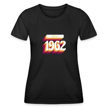 Juillet 1962 - Cadeau d’anniversaire 60. Génial. - T-shirt sport Femme - noir - Devant - AI Model Female 172 light (172cm)