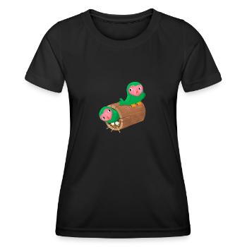Nesting peach face lovebirds in a log - Women's Functional T-Shirt - black - Front - AI Model Female 172 light (172cm)