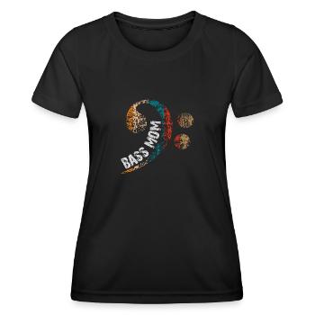 Maman joue de la basse avec une clef de basse vintage - T-shirt sport Femme - noir - Devant - AI Model Female 172 light (172cm)