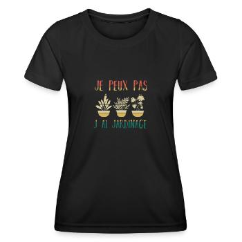 Ich kann nicht, ich habe Gartenarbeit - Frauen Funktions-T-Shirt - Schwarz - Vorne - AI Model Female 172 light (172cm)