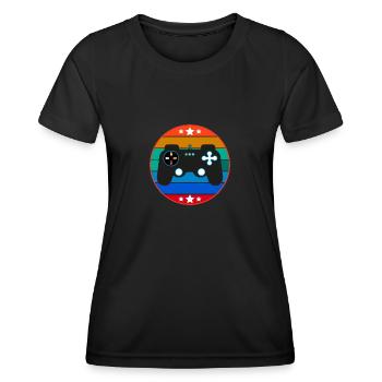 Vintage Retro Gaming Controller - Frauen Funktions-T-Shirt - Schwarz - Vorne - AI Model Female 172 light (172cm)