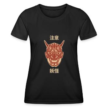 Japanese Oni Mask - Women's Functional T-Shirt - black - Front - AI Model Female 172 light (172cm)