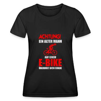 Alter Mann E-Bike Spruch Fahrrad Rentner - Frauen Funktions-T-Shirt - Schwarz - Vorne - AI Model Female 172 light (172cm)