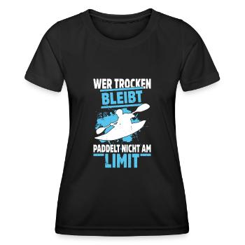 Kajak Geschenkidee Kanu Paddeln Kajakfahren - Frauen Funktions-T-Shirt - Schwarz - Vorne - AI Model Female 172 light (172cm)