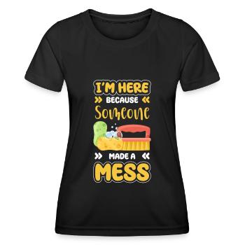 Nettoyeur de balais et de seaux artisan - T-shirt sport Femme - noir - Devant - AI Model Female 172 light (172cm)