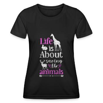 Animal rights activists vegetarians animal love animal shelter - Women's Functional T-Shirt - black - Front - AI Model Female 172 light (172cm)