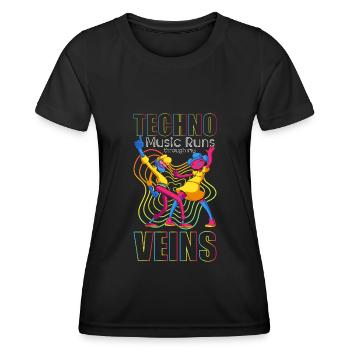 Techno Rave Music Festival Dj - Women's Functional T-Shirt - black - Front - AI Model Female 172 light (172cm)