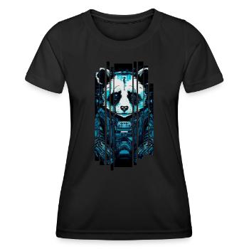 Cyber-Panda - Frauen Funktions-T-Shirt - Schwarz - Vorne - AI Model Female 172 light (172cm)