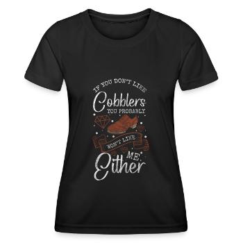Schuhmacher Arbeit Stiefel - Frauen Funktions-T-Shirt - Schwarz - Vorne - AI Model Female 172 light (172cm)