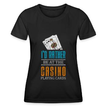 Kartenspiel Karten Pokerface Pokern - Frauen Funktions-T-Shirt - Schwarz - Vorne - AI Model Female 172 light (172cm)