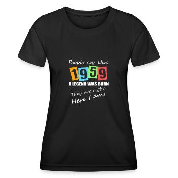 Legende geboren 1959. Lustiger Geburtstagsspruch - Frauen Funktions-T-Shirt - Schwarz - Vorne - AI Model Female 172 light (172cm)
