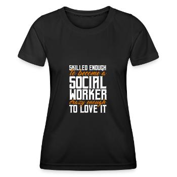 Travailleurs sociaux Travail social Travail social - T-shirt sport Femme - noir - Devant - AI Model Female 172 light (172cm)