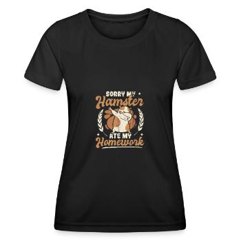 Mon hamster a mangé mes devoirs - T-shirt sport Femme - noir - Devant - AI Model Female 172 light (172cm)