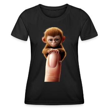 Finger monkey on the finger - Women's Functional T-Shirt - black - Front - AI Model Female 172 light (172cm)