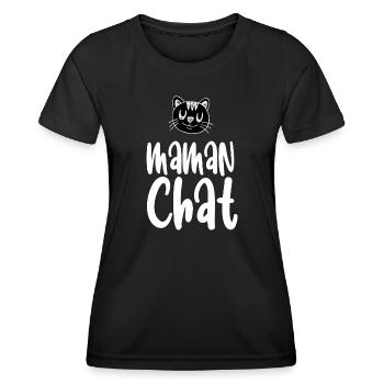 Maman chat. Maman d'un chat. - T-shirt sport Femme - noir - Devant - AI Model Female 172 light (172cm)