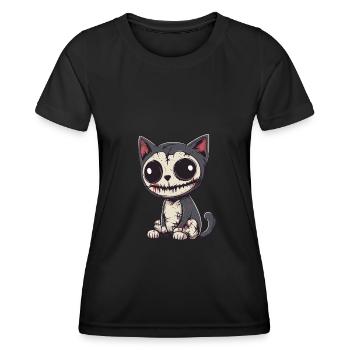 Chat Halloween Drôle Zombie - T-shirt sport Femme - noir - Devant - AI Model Female 172 light (172cm)