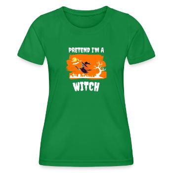 Cadeau de costume de sorcière balai de sorcière Halloween - T-shirt sport Femme - vert - Devant - AI Model Female 172 dark (172cm)