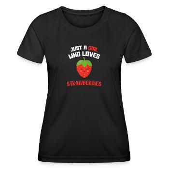 Kawaii Red Berry Sweet Fruit Girl Strawberry - Women's Functional T-Shirt - black - Front - AI Model Female 172 light (172cm)