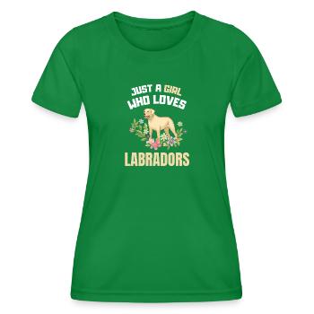 Hundeliebhaber Blumen Mädchen Geschenk Labrador - Frauen Funktions-T-Shirt - Kelly Green - Vorne - AI Model Female 172 dark (172cm)