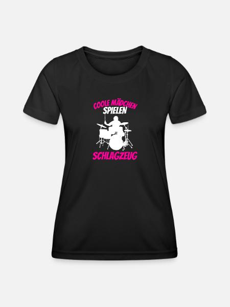 Schlagzeuger Drummer Mädchen Geschenk Schlagzeug - Frauen Funktions-T-Shirt - Schwarz