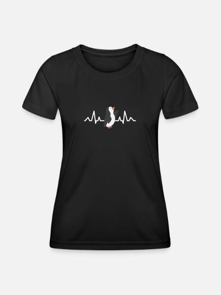 Antarktis Tier Geschenk Herzschlag Pinguin - Frauen Funktions-T-Shirt - Schwarz