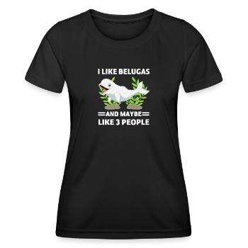 Beluga Wal Ozean Tier Lustiges Geschenk Beluga - Frauen Funktions-T-Shirt - Schwarz - Vorne - AI Model Female 172 light (172cm)