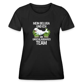 Beluga Wal Meerestier Lustiges Geschenk Beluga - Frauen Funktions-T-Shirt - Schwarz - Vorne - AI Model Female 172 light (172cm)