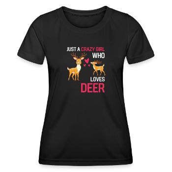 Rotwild Wald Tier Mädchen Geschenk Hirsch - Frauen Funktions-T-Shirt - Schwarz - Vorne - AI Model Female 172 light (172cm)