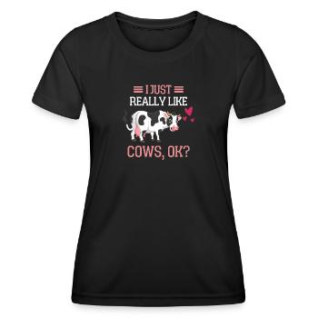 Cadeau drôle de vache d’agriculteur d’animaux de ferme - T-shirt sport Femme - noir - Devant - AI Model Female 172 light (172cm)