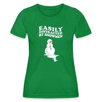 Easily Distracted By Snowmen Schneemann Winter - Women's Functional T-Shirt - kelly green - Front - AI Model Female 172 dark (172cm)
