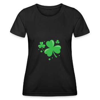 Trèfle irlandais Pocket Size Clover St. Patrick’s - T-shirt sport Femme - noir - Devant - AI Model Female 172 light (172cm)