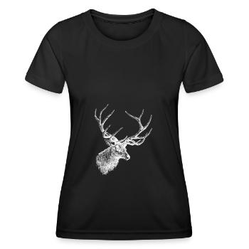 Deer Moose Antler Deer Head Hunter - Women's Functional T-Shirt - black - Front - AI Model Female 172 light (172cm)